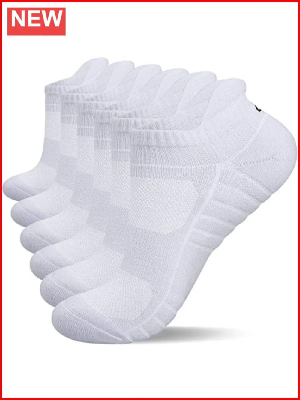6 Pairs Cushioned Anti-Blister Tab Ankle Socks Running Athletic Low Cut